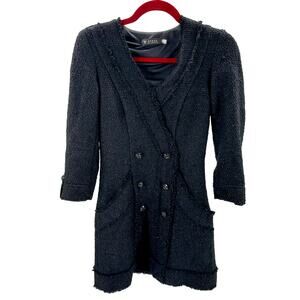 GUESS SZ 4 S black woven pullover faux double breast embellished jacket B123